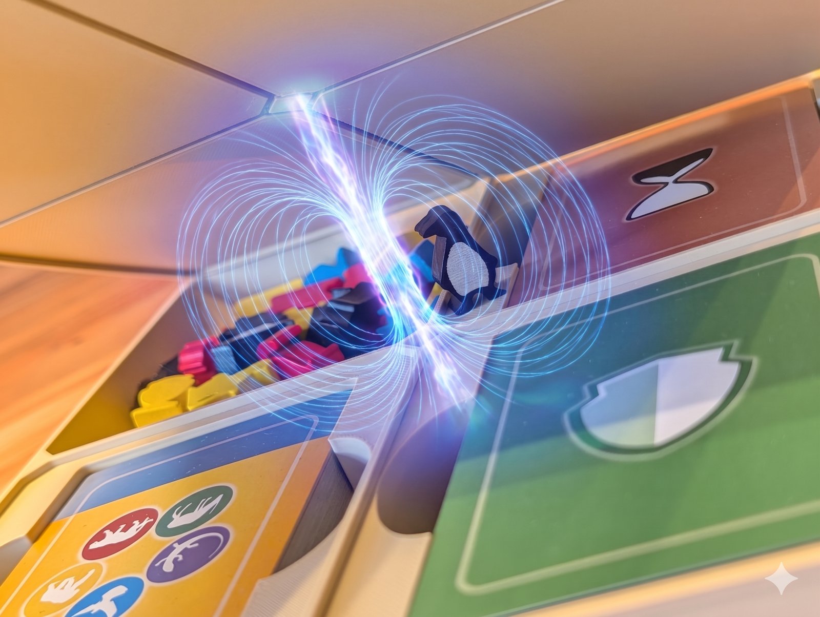 Magneteffekt am Deckel, mit visualisierten Magnetfeldlinien
